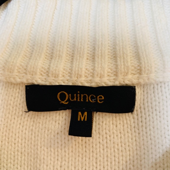Quince Cropped Cardigan Medium Ivory 100% Organic Cotton Button Up Preppy *Read* - Picture 4 of 13